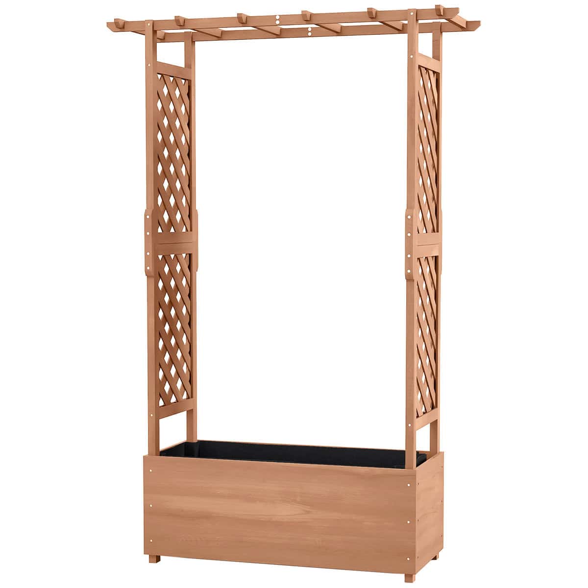 Outsunny Garden Planter with Trellis: Wooden Construction for Climbing Plants, Includes Drainage, 70.75" Height|Aosom.com