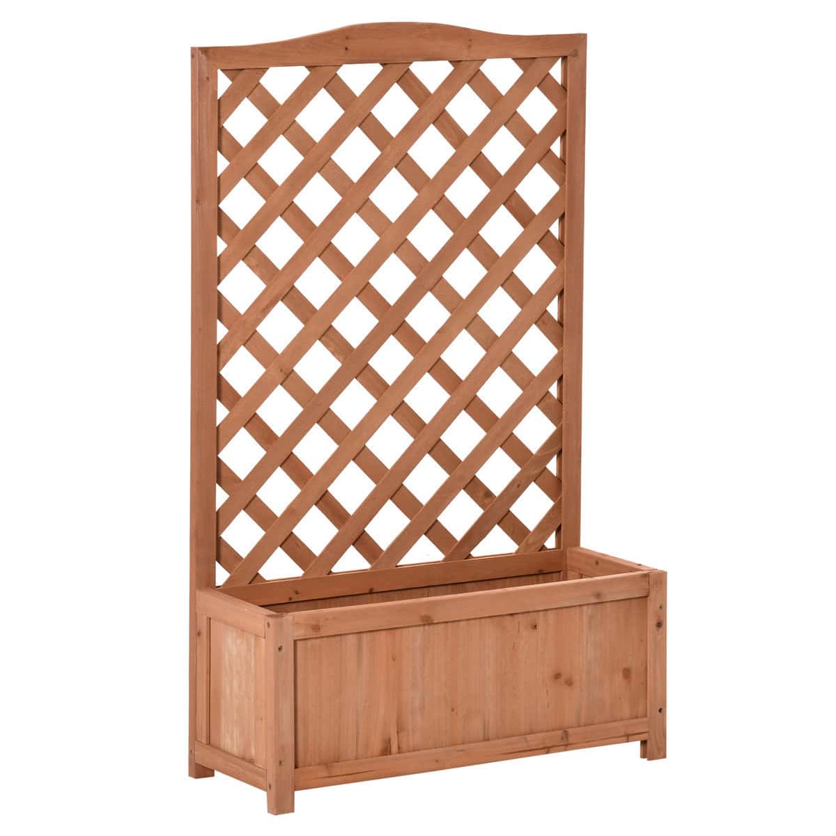 Outsunny Raised Garden Bed 28x11x46 Wood Planter Box with Trellis for Vine Climbing to Grow Vegetables Herbs Flowers for Backyard Patio | Aosom.com