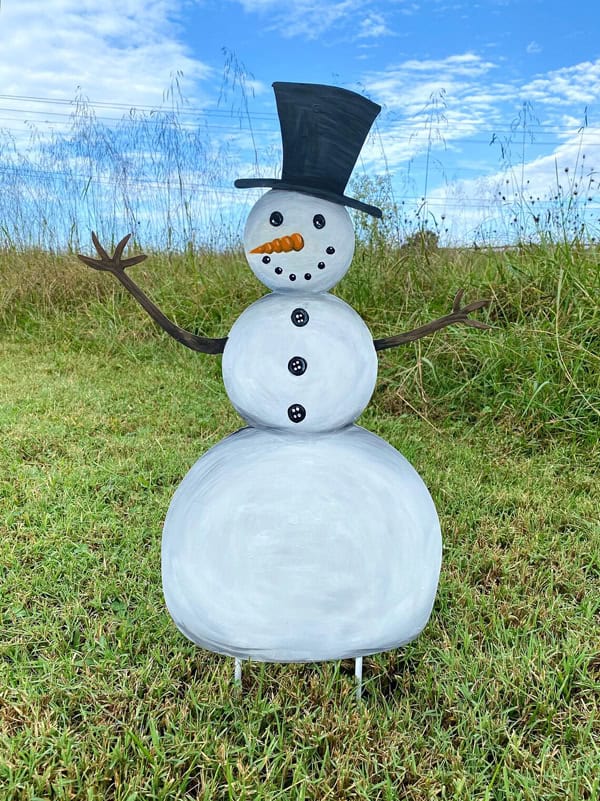 steel snowman garden stake