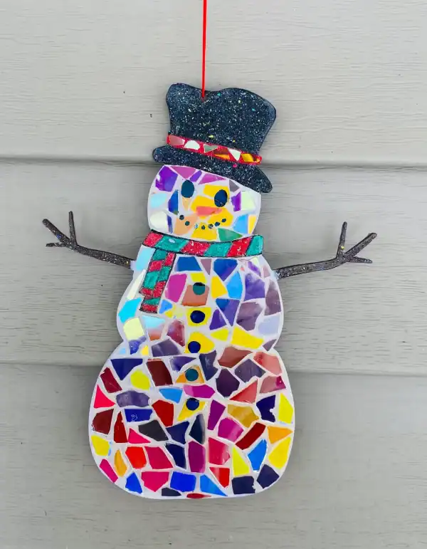 mosaic glass snowman ornament