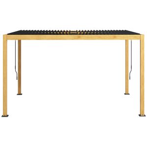 Outsunny 10x13ft Black and Natural Aluminum Pergola with Adjustable Louvred Roof UV and Waterproof Hardtop Gazebo for Patio Yard | Aosom.com