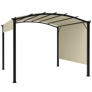 Outsunny 11x11 Retractable Pergola Beige Sun Shade Canopy UV and Waterproof Steel Frame for Garden Patio | Aosom.com