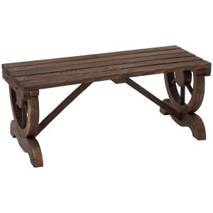 Outsunny 2-Person Wooden Garden Bench, Support 550 LBS, Slatted Finish, Rustic Country Style, Outdoor Bench for Patio, Garden, Brown | Aosom.com