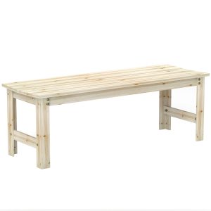 Outsunny 2-Seat Wood Garden Bench, Patio Bench Outdoor Bench with Slatted Seat, Backless Front Porch Bench for Park, Garden, Poolside, Deck, Nature Wood