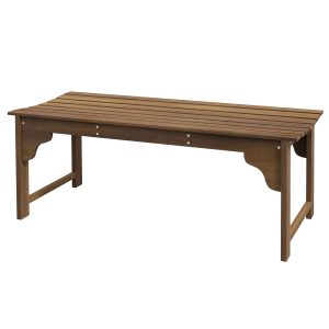 Outsunny Garden Bench Wooden Slatted Curved Seat Design Teak Front Porch Seating| Aosom.com