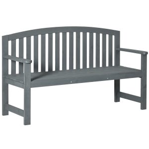 Outsunny Garden Sanctuary: 2-Seat Outdoor Wood Bench with Backrest & Arm Rests | Aosom.com
