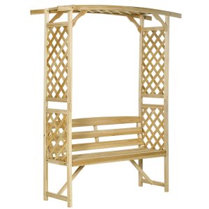 Outsunny Wooden Garden Bench Outdoor Seating for Vines Climbing Plants Natural Finish Patio Furniture | Aosom.com