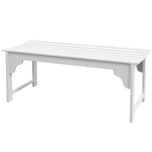 Outsunny Wooden Garden Bench Slatted Curved Seat for Front Porch Decor, White | Aosom.com