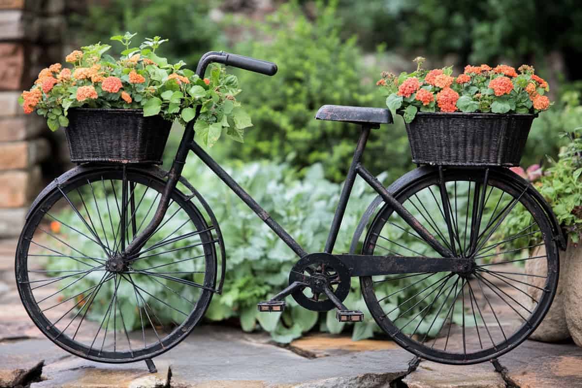 black bicycle planter