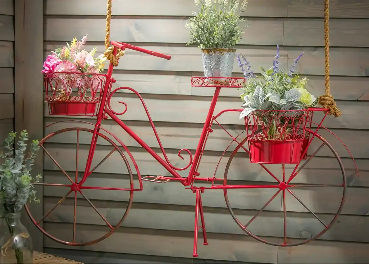red bicycle planter