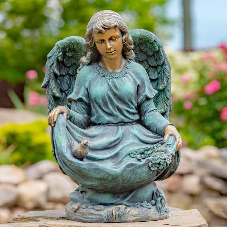 kneeling angel birdbath