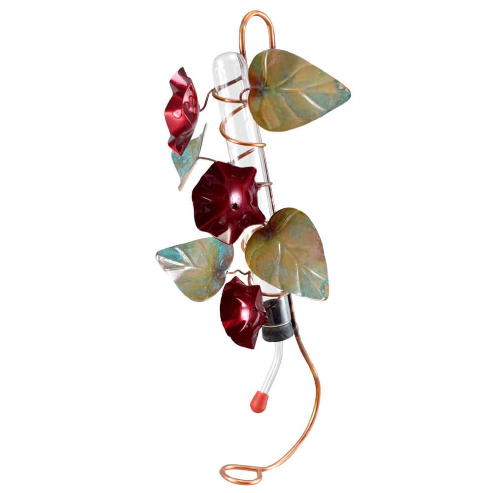 Copper Morning Glory Flower Hummingbird Feeder