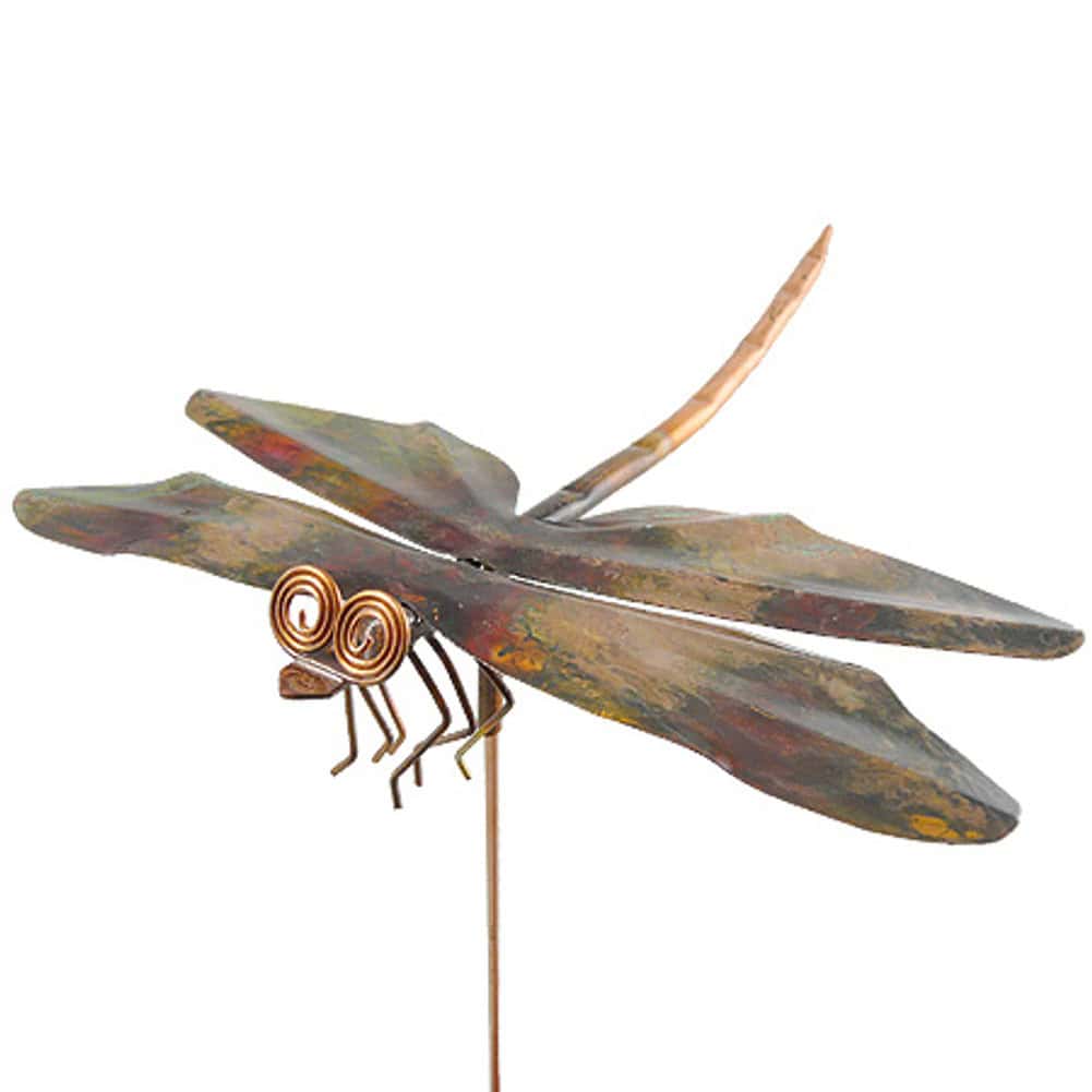 copper dragonfly garden stake