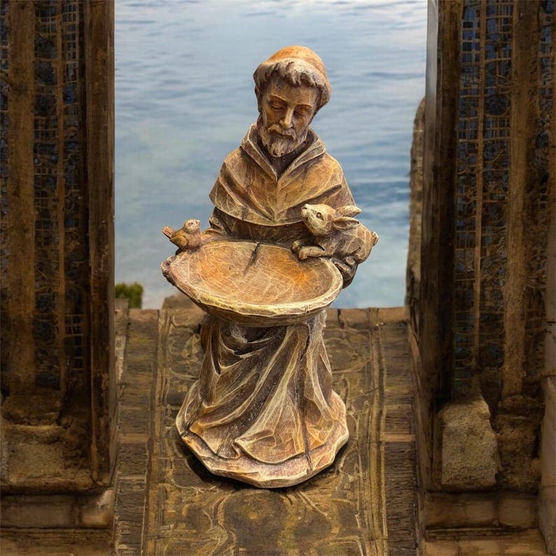 St. Francis resin birdbath statue