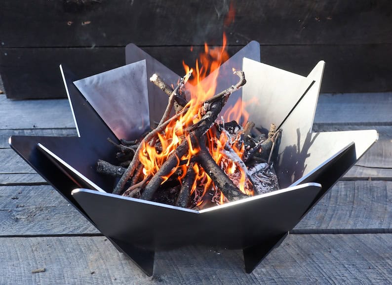 abstract metal fire pit