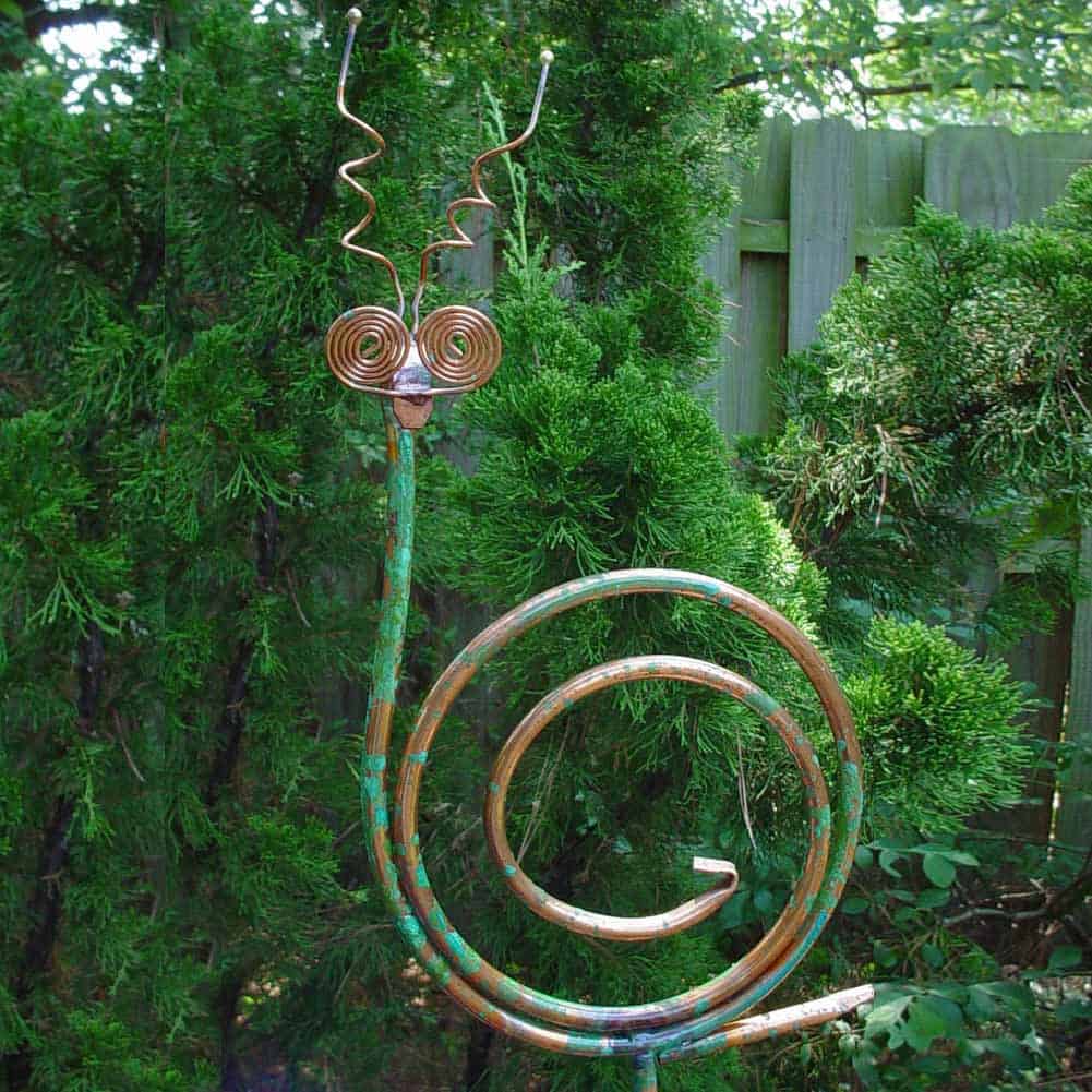 copper snail garden stake