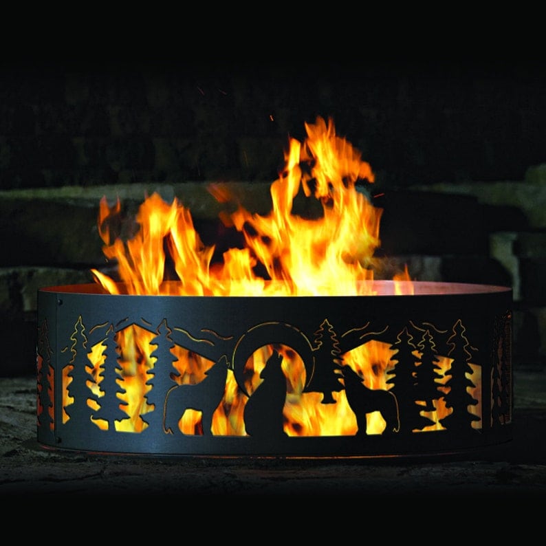 howling wolf metal fire pit