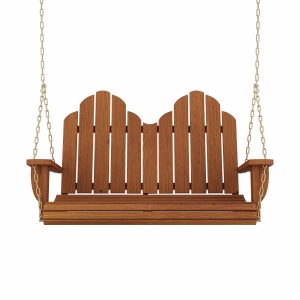 Amish Casual Adirondack Heavy Duty Porch Swing, Cedar Stain - Add Clearcoat / Chains / Up to 8 Ft. Ceilings