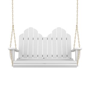 Amish Casual Adirondack Heavy Duty Porch Swing, Semi-Solid White - No Clearcoat / Chains / Up to 10 Ft. Ceilings