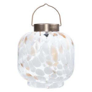 Cabin Solar Lantern Handblown Glass, 8" - Toasted Marshmellow