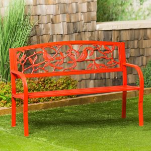 Cardinals Metal Garden Bench, Red