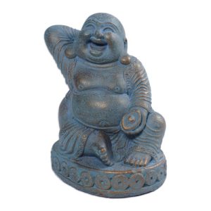 Cast Stone Laughing Fortune Buddha Antique Finish Sculpture