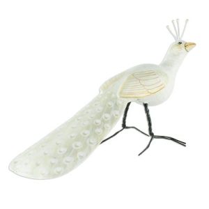 Ceramic Albino Indian Peafowl Figurine From Guatemala