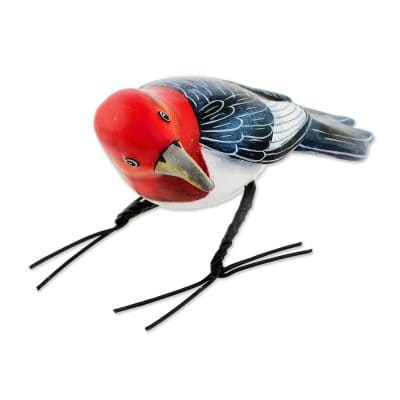 Ceramic Figurine of a Red Headed Woodpecker from Guatemala