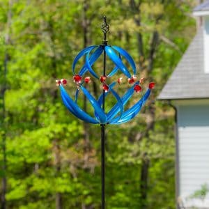 Cool Spiral With Copper Flowers Metal Wind Spinner, 85" H