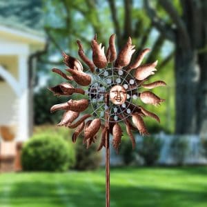 Copper Sun Metal Wind Spinner, 75"H
