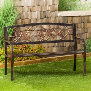 Dragonfly Metal Garden Bench, Bronze