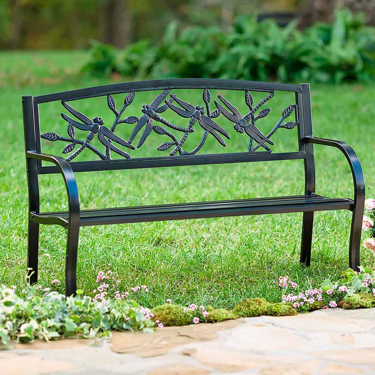 Dragonfly Metal Garden Bench