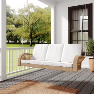 East Green Lucca Wicker Porch Swing with Cushions