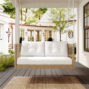 East Green Millie Love Seat Porch Swing with Cushions - 4 Foot