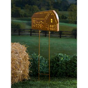 Farmhouse Laser-Cut Solar Garden Stakes