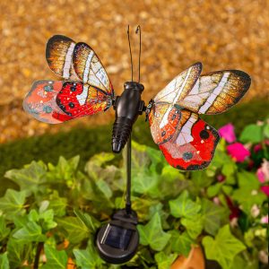 Flutterfly Solar Garden Stake, Red