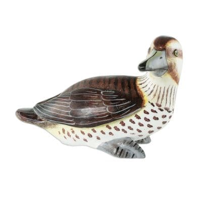 Guatemala Handcrafted Ceramic Masked Duck Figurine