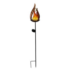 Hammered Texture Solar Flame Garden Stake
