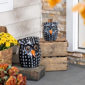 Harvest Dotted Owl Garden Statue Set