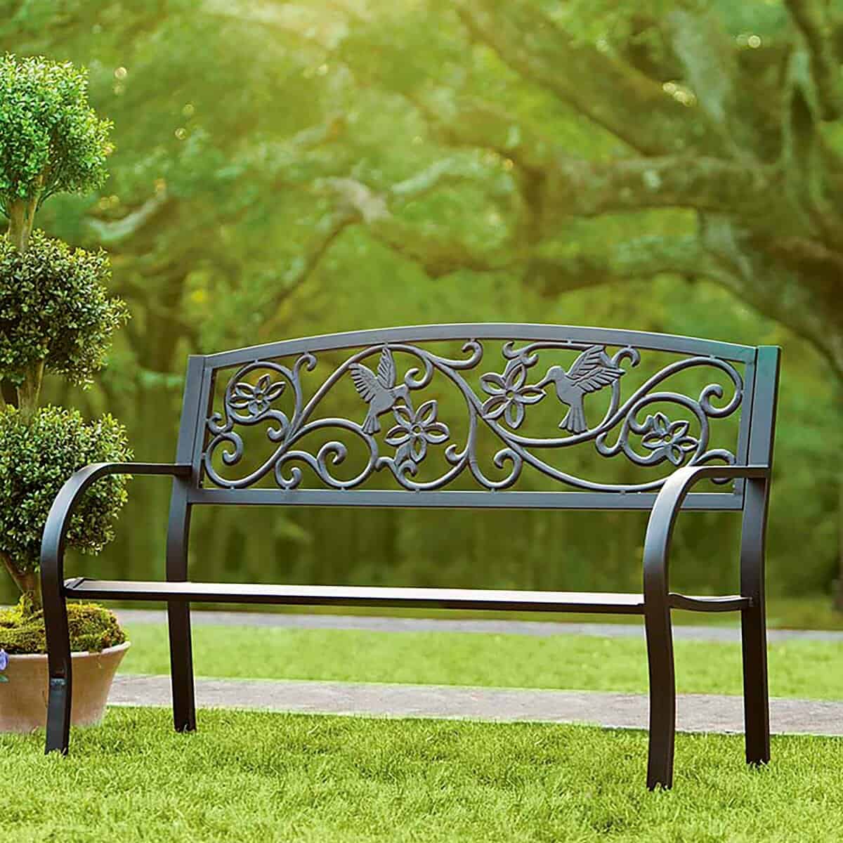 Hummingbird Metal Garden Bench