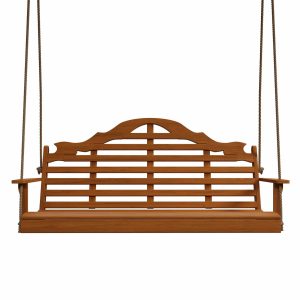 Keystone Amish Co. 5 Foot Milan Red Cedar Porch Swing without Cupholders - Cedar Stain / Chains for Up to 11 Ft. Ceilings