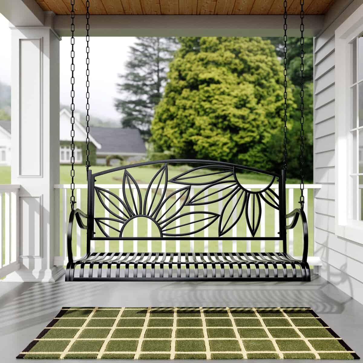 Live Casual Heavy Duty Mariposa Metal Porch Swing - Without Cupholders