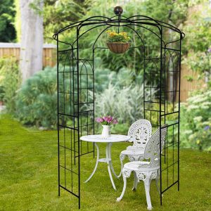 Metal Birdcage Wedding Garden Arbor, 114" H Garden Trellis with Anti-Rust Finish, Outdoor Decorative for Ceremony, Black | Aosom.com
