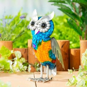 Metal Gradient Owl Garden Statue, 15"H