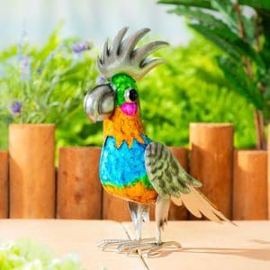 Metal Gradient Parrot Garden Statue, 14"H
