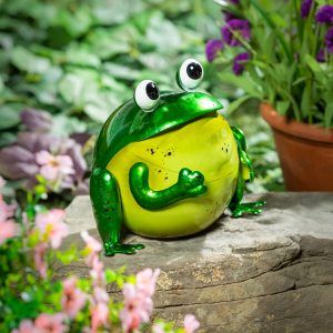 Metal Portly Frog Garden Statue, 7"H