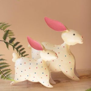 Metal Rabbit Garden Statue, Set of 2