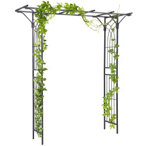 Outsunny Garden Trellis Arch 82閳?Steel Elegant Scrollwork for Weddings & Gardens Brown | Aosom.com