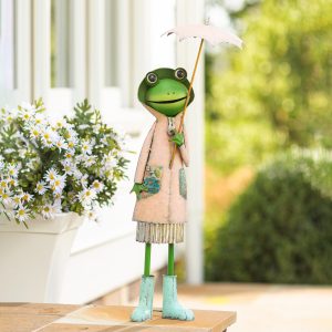 Pink Metal Storybook Frog Garden Statue