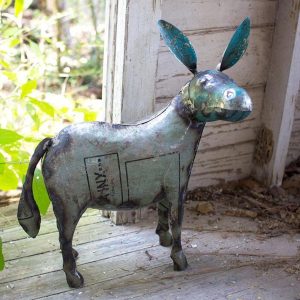 Recycled Metal Donkey Garden Statue